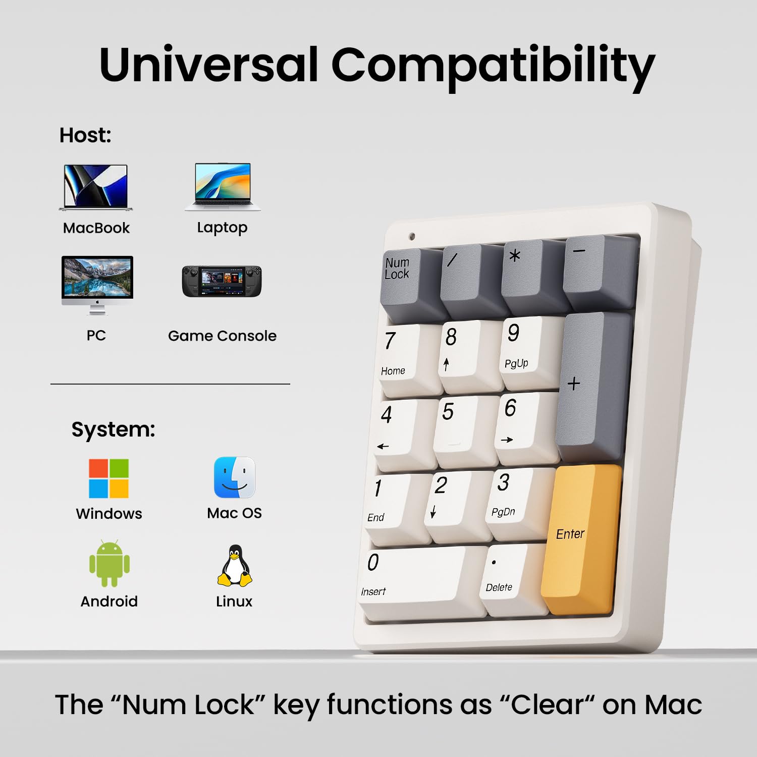 Kisnt MF17 Pavé numérique mécanique filaire, QMK/VIA programmable, 17 touches remplaçables à chaud, rétroéclairé RVB avec touches PBT pour ordinateur portable, MacBook, PC, claviers compacts (beige