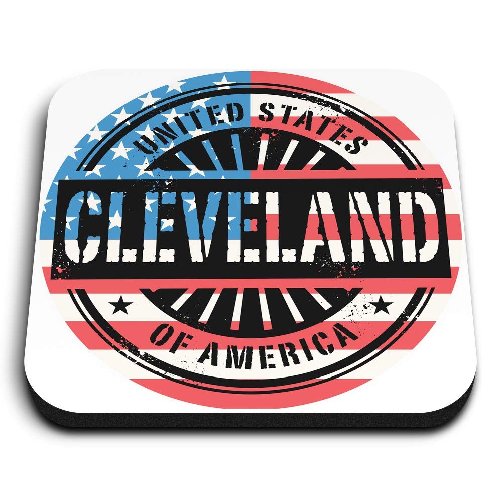 1 x Square MDF Fridge Magnet - Cleveland Ohio USA American Flag 6070