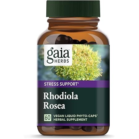 Gaia Herbs, Rhodiola Rosea Vegan Liquid Phyto Capsules -  Stress Support Supplement, Adaptogenic Herb, 60-Count (Pack of 1)