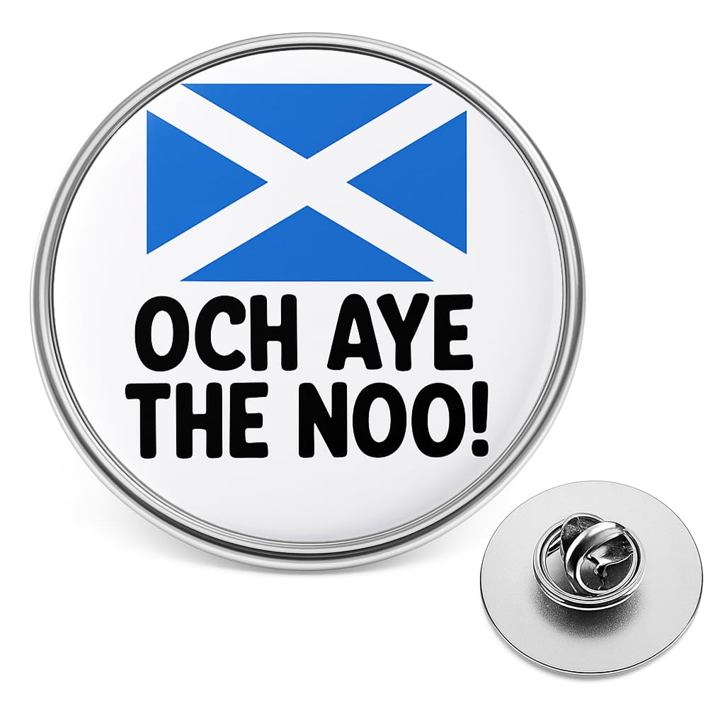 Scottish Lapel Pin Badge – Scotland Flag, Highland Cow & Funny Scottish Sayings Pins – Metal Brooch Gift Souvenir for Scots, Clan, Tartan, National Events & Scottish Pride (Och Aye The No)