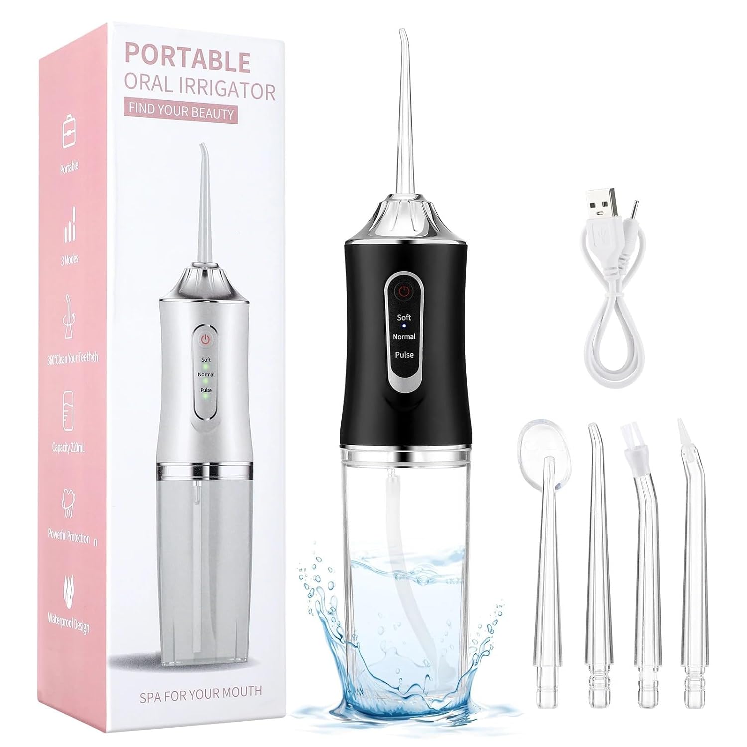 Water Dental Flosser Teeth Pick Portable Electric Oral Teeth Cleaning and Scaling Device 3 Adjustable Clean Modes IPX7
