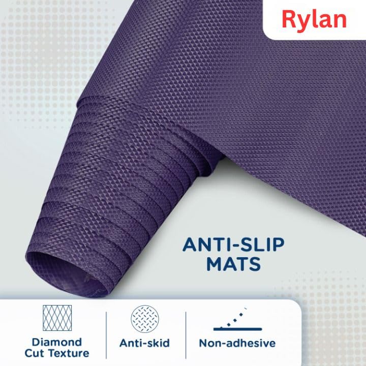 Image of Rylan (45 cm x 5 m) Multipurpose Anti-Slip Mat, Sheet for Fridge, Kitchens, Cupboard, Drawers, Shelf Liner | Super Strong EVA, Water Resistant (Diamond Texture, Purple)