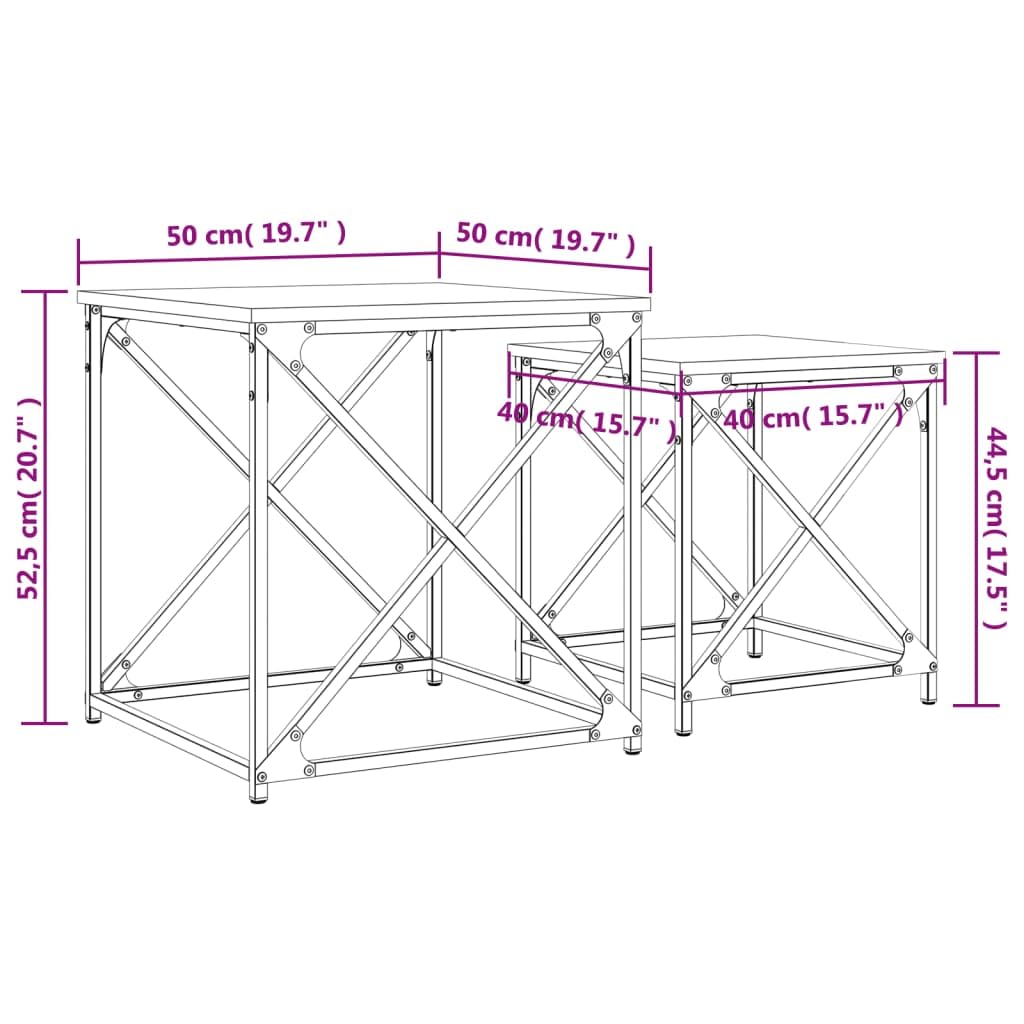 2 tavolini in legno nero con struttura in metallo, design a nido d'ape, tavolino da caffè per soggiorno, ufficio, salvaspazio, stabile, versatile, stile industriale