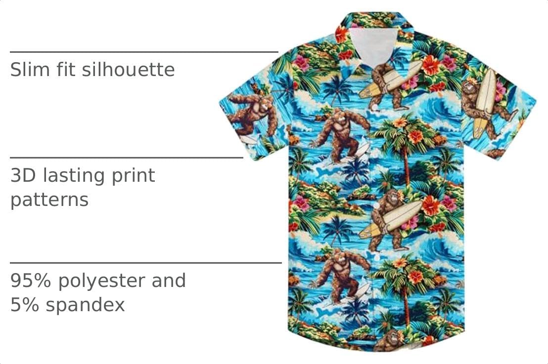 Goodstoworld 2-10T Boys Hawaiian Shirts Novelty Button Down Dress Shirt