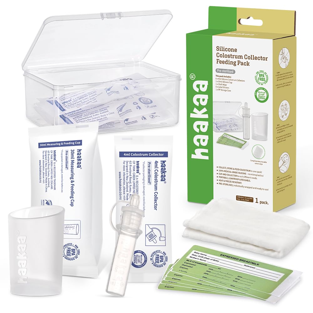 Haakaa Silicone Colostrum Collectors Set with Clear PP Storage Case 4 ml, 6 PK