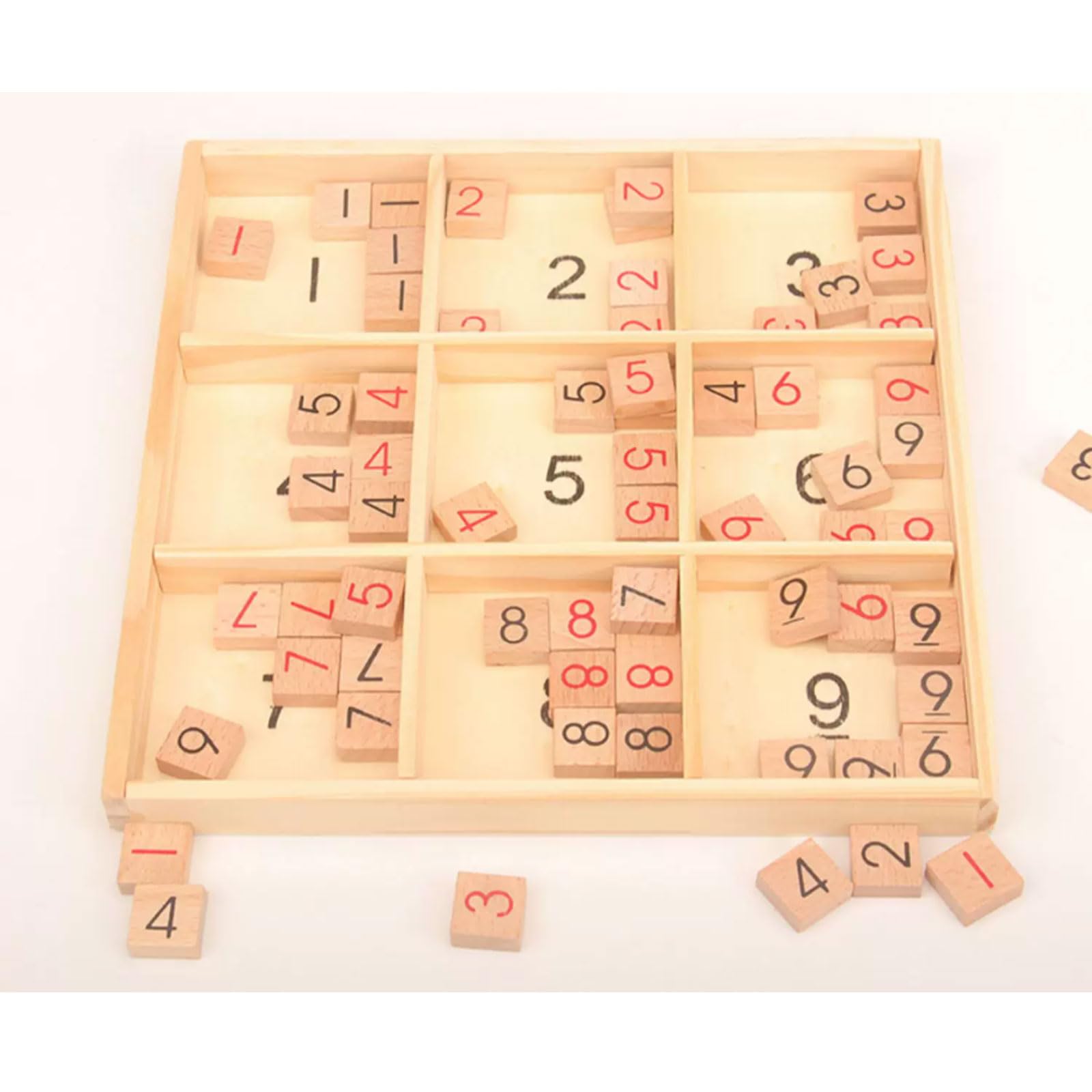 Rompecabezas Sudoku Madera Montessori 4 en 1 con Caja Almacenamiento | Juego de Mesa Sudoku, 4/6/9 Cuadrículas Juego de Lógica de Números, Juguete Educativo para Aprendizaje de Matemáticas