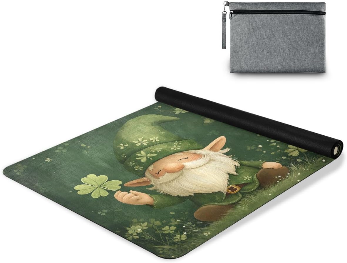 ALAZA Happy St. Patrick's Day Cute Gnome Hand Shamrock Yoga Mat Non Slip Fitness Exercise Mat, Workout Mat for Yoga, Pilates and Floor Exercises