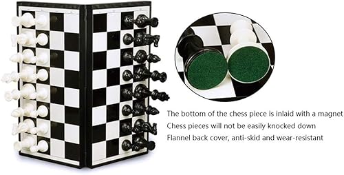 Miniatura 3 de YBYB - Juego de ajedrez plegable de plástico magnético, piezas de ajedrez en blanco y negro, tablero de ajedrez plegable, juego de ajedrez de lujo,
