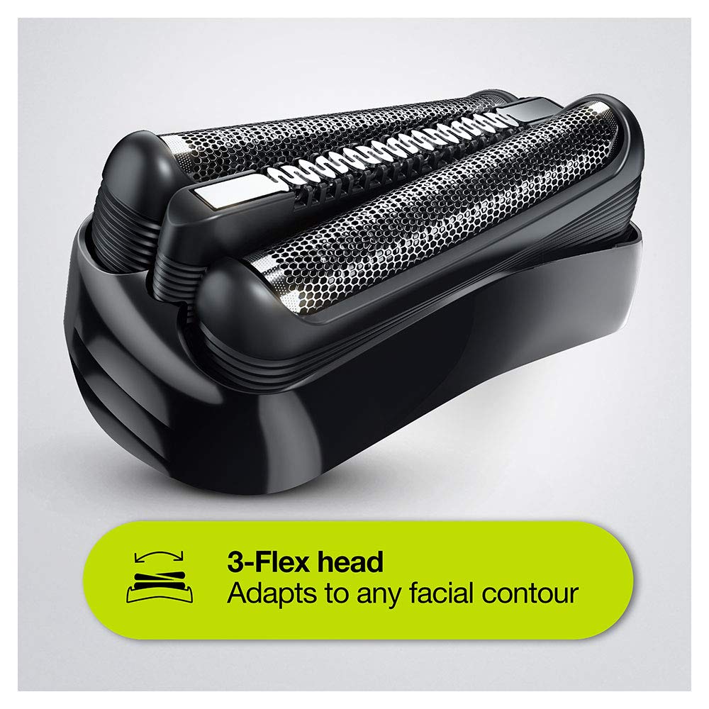 Braun Series 3 Elektrorasierer für Herren mit 3 flexiblen Klingen, wiederaufladbar und kabellos, 2-poliger UK-Stecker, 300, schwarzer Rasierer