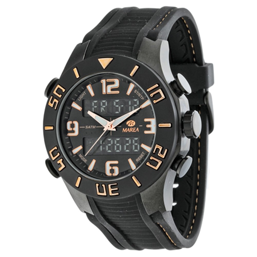 Marea 35206-2 Men's Analog-Digital Watch with black rubber strap and black dial