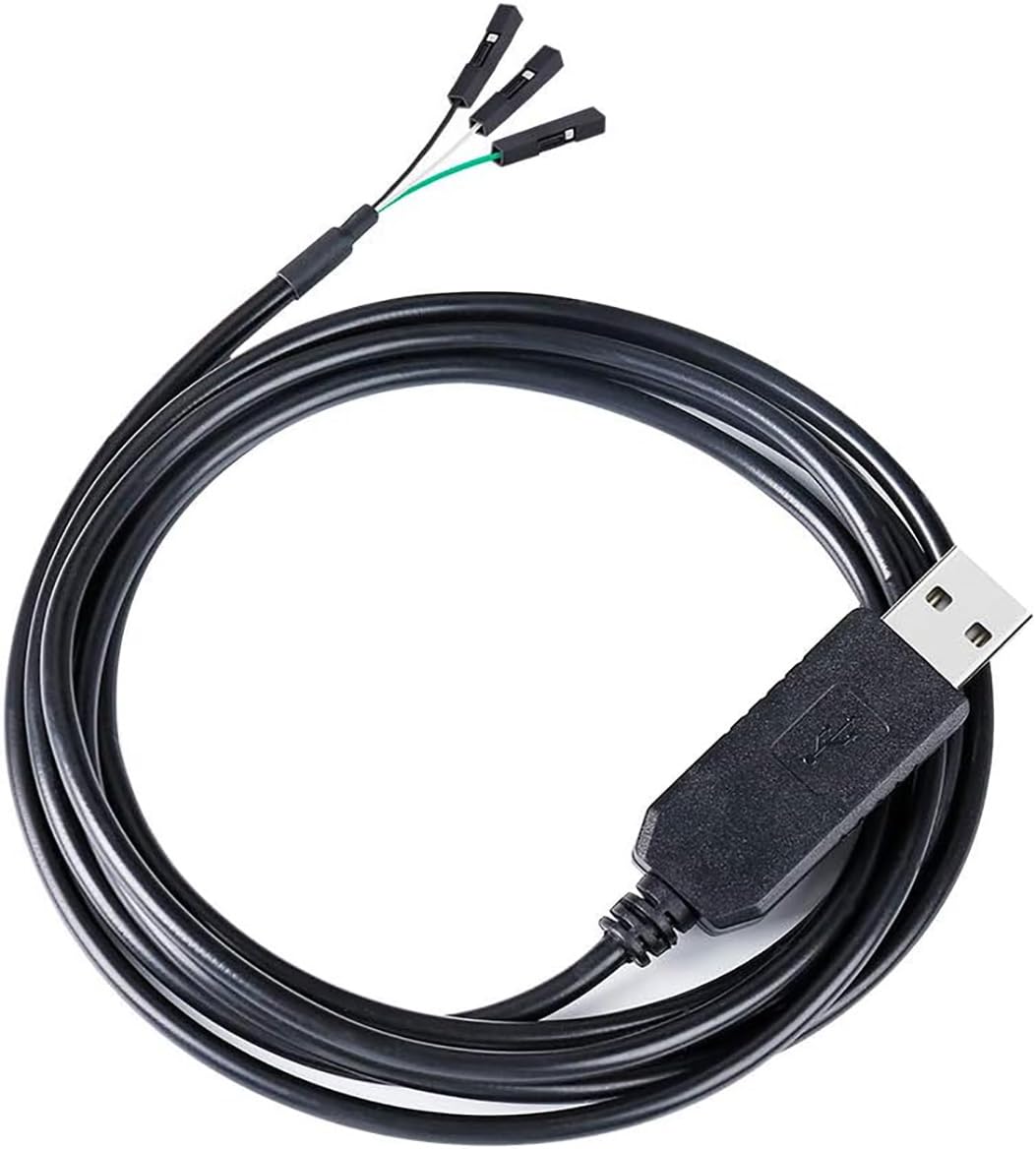 DTech FTDI - Adattatore seriale USB a TTL, 3,3 V, cavo di debug TX RX Signal 3 pin, presa FT232RL, chip per Windows 10 8 7 Linux MAC OS (1 m, nero)