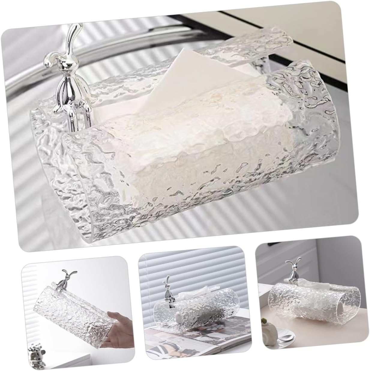 Box Tissue Paper Dispenser Tissue Dispenser Napkin Facial Holder Acrylic Napkin Holder Tissue Napkin Organizer Facial Tissue Holder Clear Tissue Holder The Pet Rectangle, 21.00X12.00X8.00CM