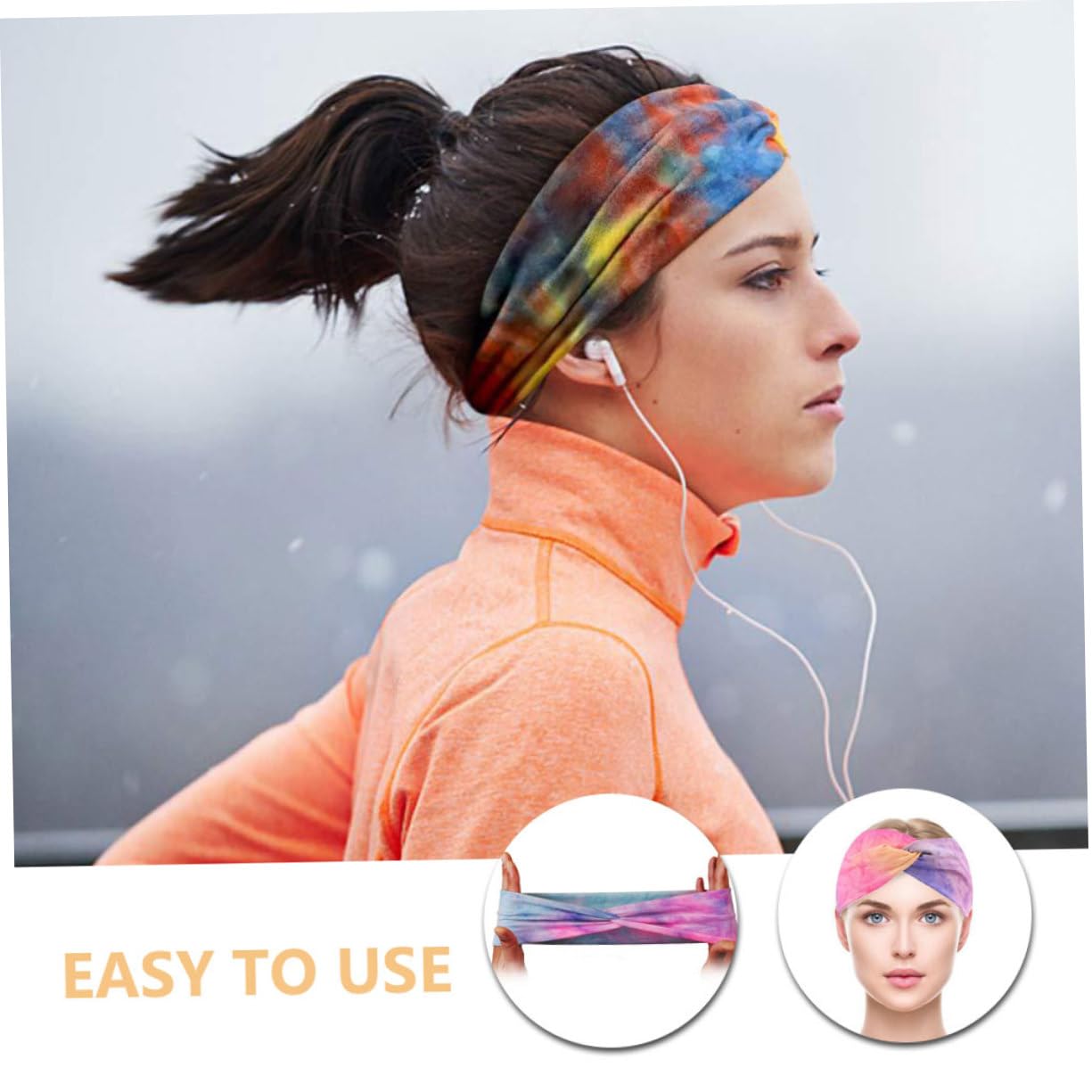 Lot De 3 Bandeaux De Sport Larges Et Élastiques Pour La Gym La Course À Pied Le Yoga Avec Divers Motifs Tie-dye Colorés 4 Pièces X 3