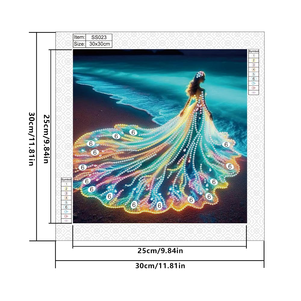 DCIDBEI DIY Diamond Painting Pictures Beautiful Women 30 x 30 cm Diamond Painting Woman on the Beach and Sea Diamond Painting Special Rhinestones Rhinestone Embroidery Landscape Diamond Painting - Image 2