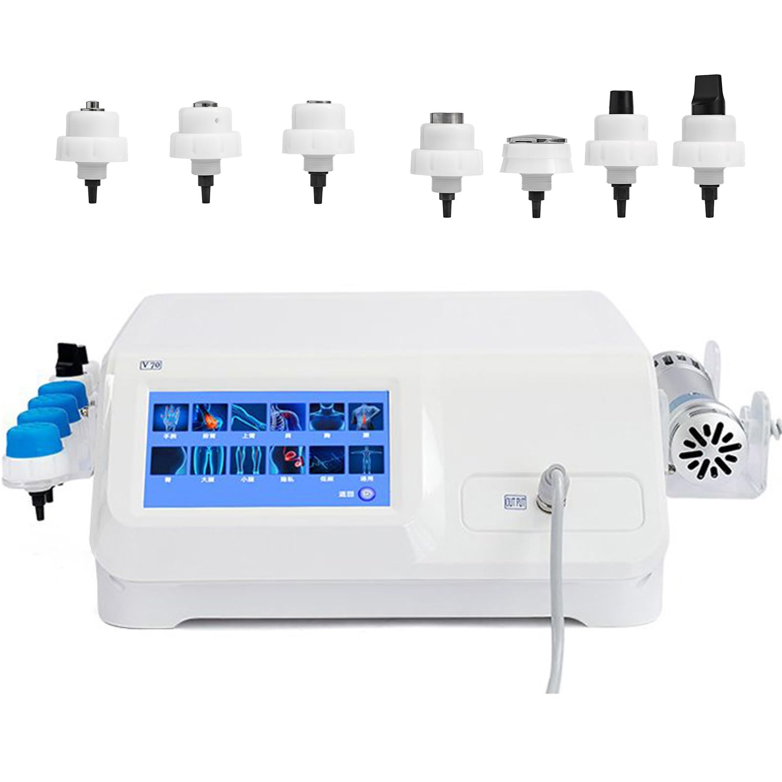 Macchina per Terapia Ad Onde D'urto,Elettromagnetico Macchina Portatile per Terapia Onde D'Urto per Alleviare Il Dolore Muscolare Massaggiatore, con 7 Teste di Massaggio