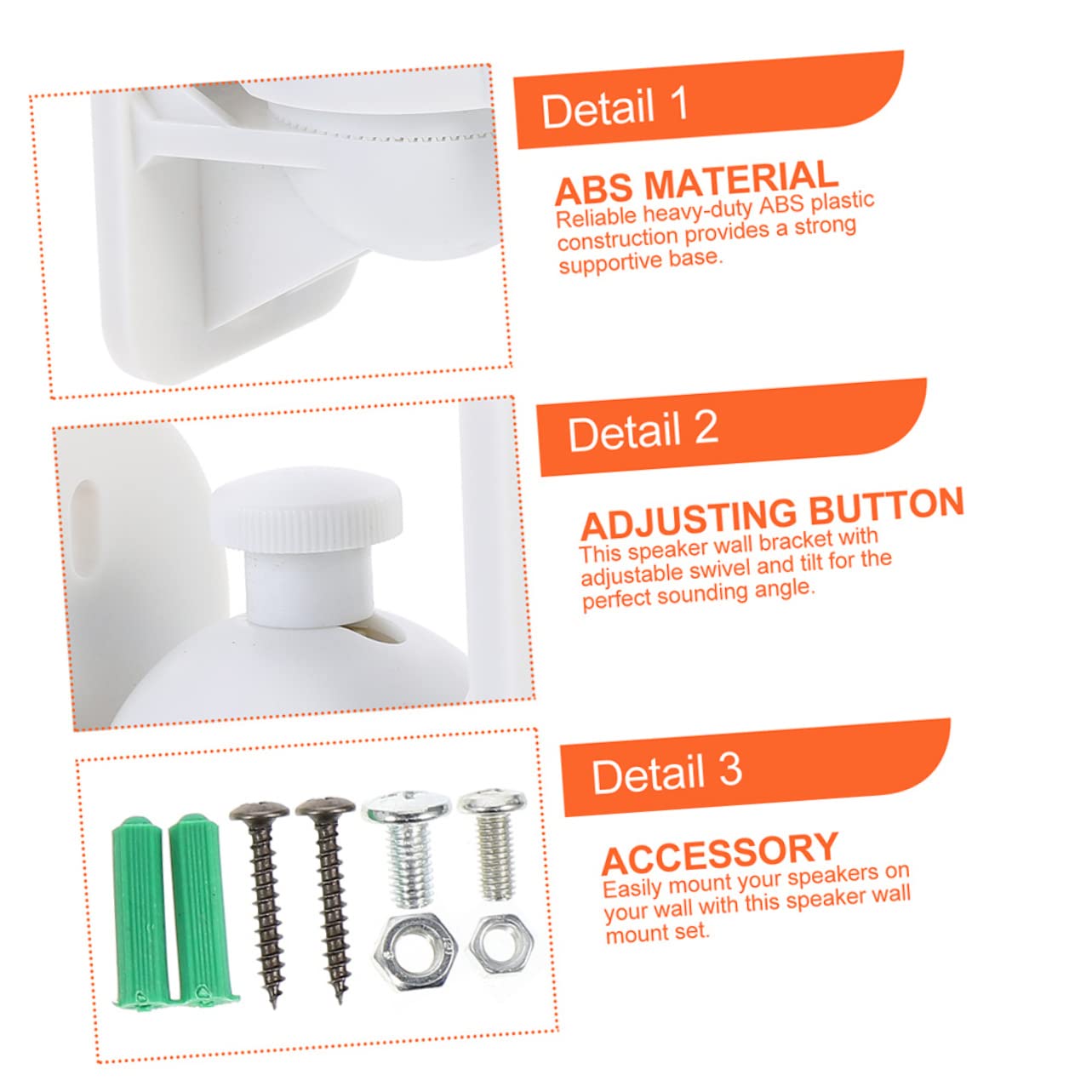 DOITOOL Support Mural pour Haut-Parleur Blanc 5kg en Abs, Orientable