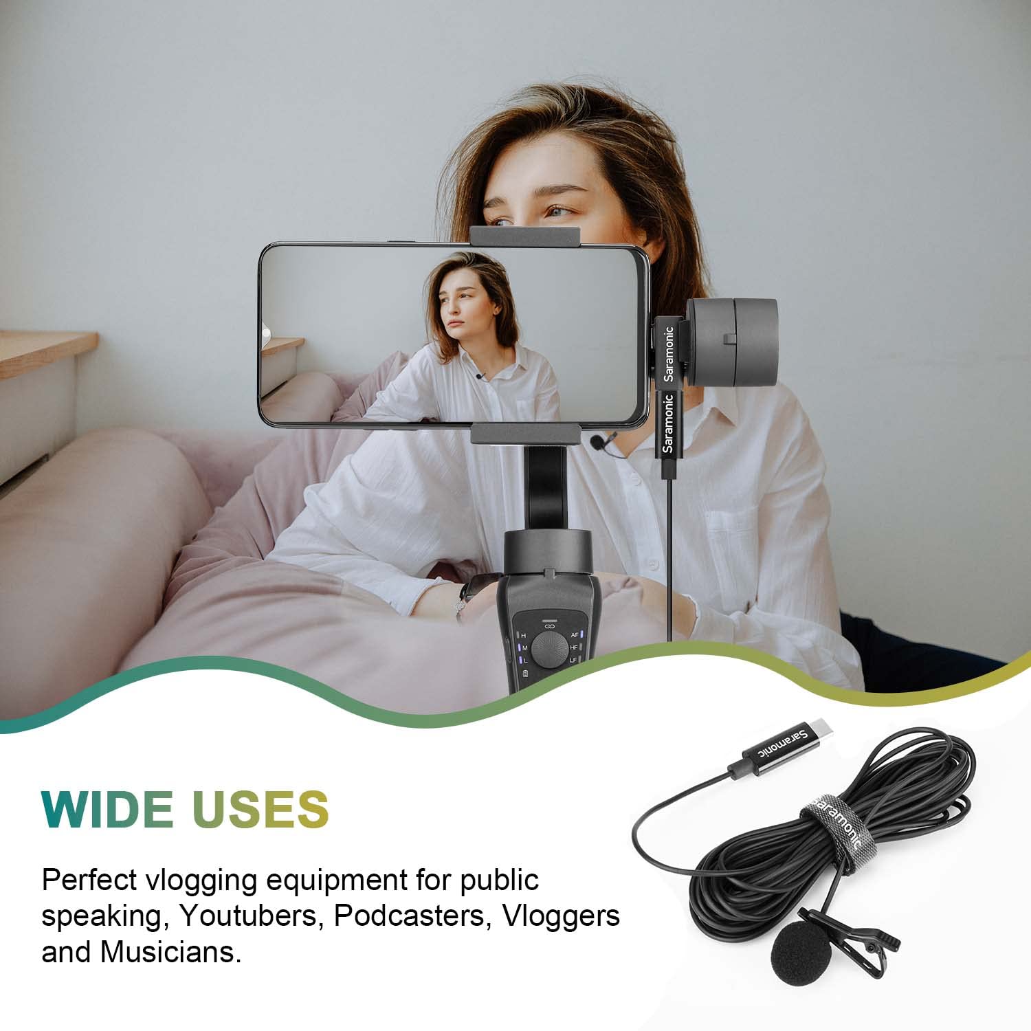 Saramonic Microfoni LavMicro U3B, Plug & Play Microfono Lavalier omnidirezionale per smartphone, tablet dispositivi USB-C, ideale per vlogging, riprese, registrazione, live streaming (236,22 ″)