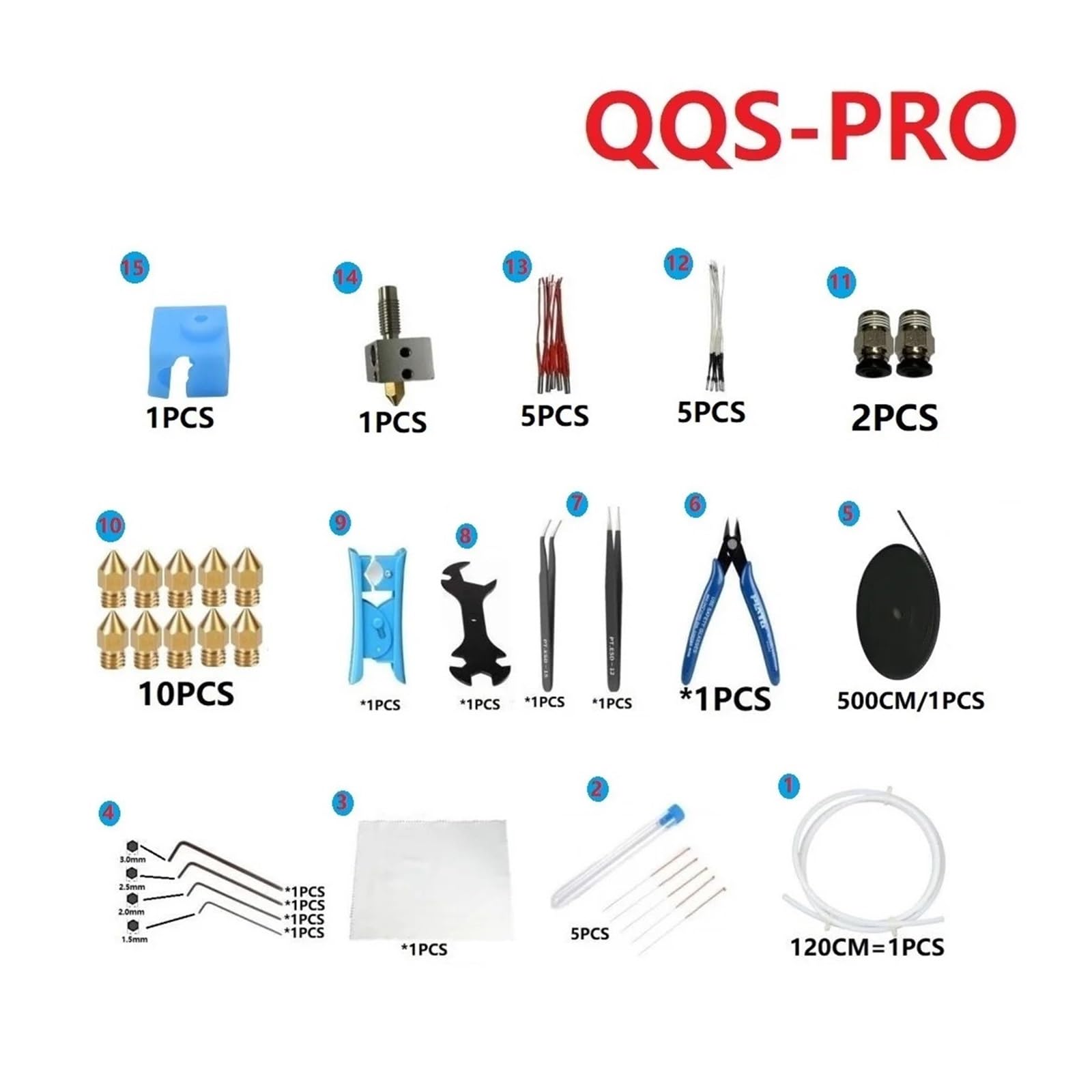 Accesorios for impresora 3D QQS PRO Clean 37 Suits Aguja de limpieza QQ Varillas de calentamiento Sensor de temperatura Boquilla