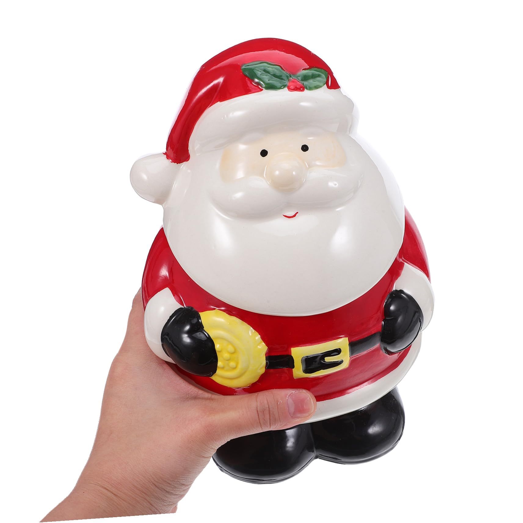 ULTECHNOVO Barattolo Biscotti Natalizio in Ceramica con Coperchio Contenitore Piccolo Babbo Natale per Caramelle Biscotti Dolci Decorazione da Tavolo per Feste di Natale Vaso Porta Snack