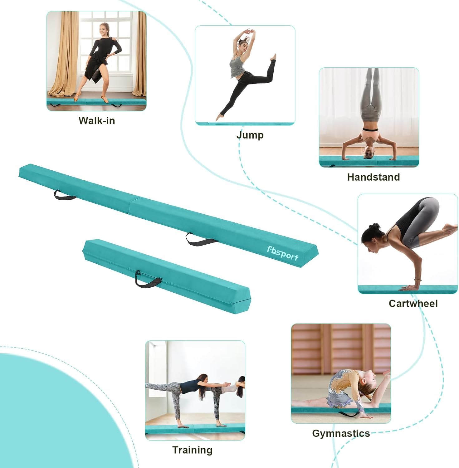 FBSPORT Poutre Gymnastique Enfant 270 cm Poutre Gym Poutre d'équilibre au Sol, Poutre de Gymnastique Pliable pour entraînement, Pratique, Sport et entraînement Professionnel à la Maison