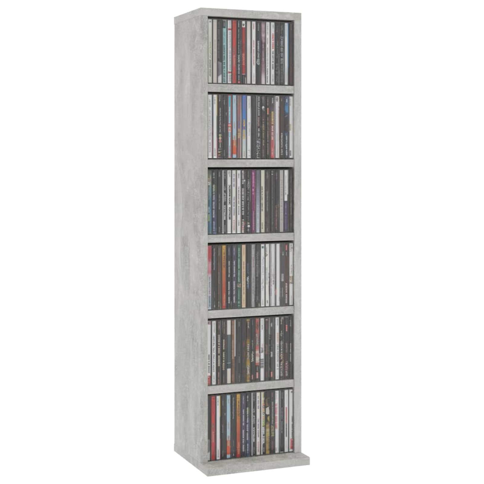 LAPOOH Mobile Porta CD Grigio Cemento 21x20x88 cm in Legno Multistrato,Mobile Porta CD,Porta cd,Scaffalatura per CD(SPU:800355)