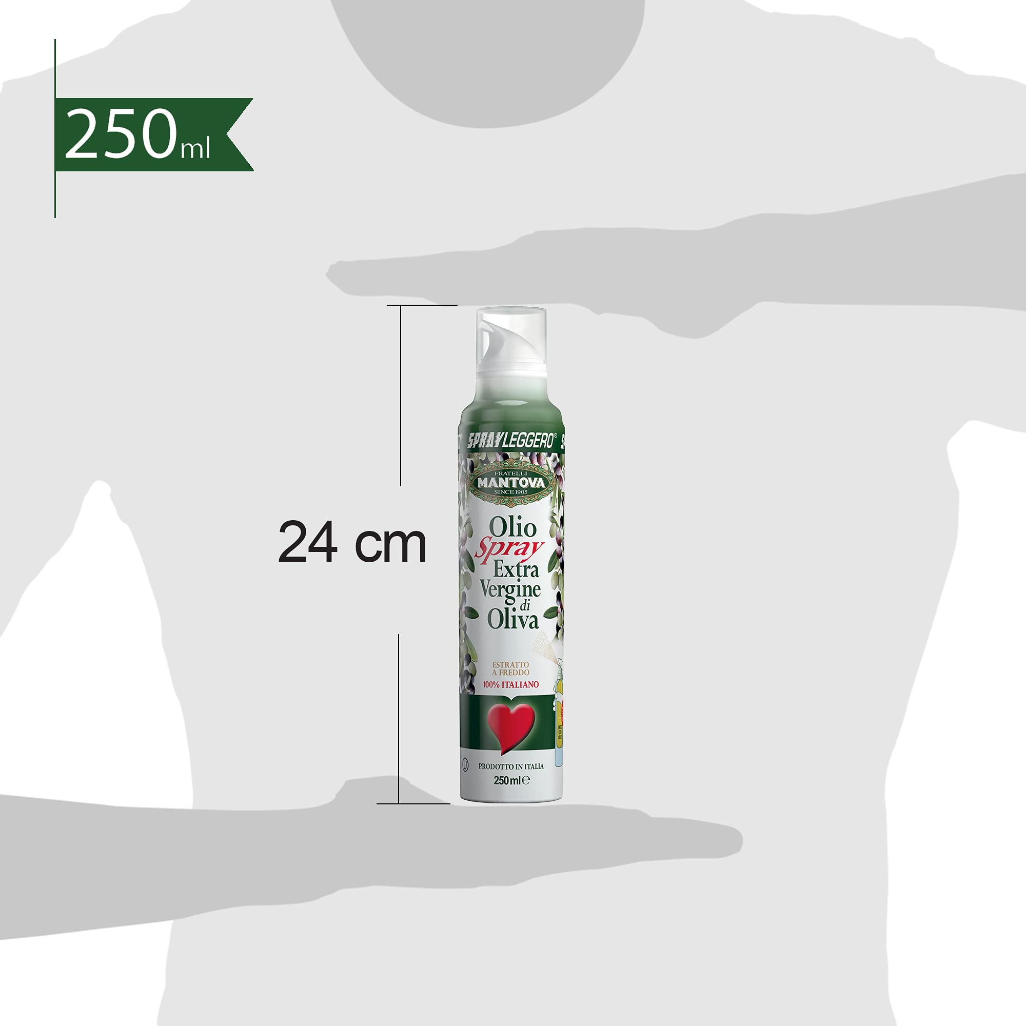 Olio Extra Vergine di Oliva 6x250 ml - Olio Spray 100% italiano, estratto a freddo – Sprayleggero – 100% Naturale, Leggero, Facile - Con lo spray risparmi fino al 90% di prodotto