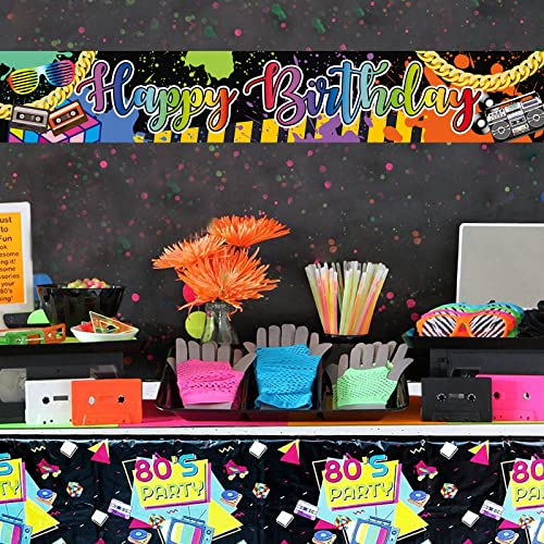 Mefeng Hip Hop 80'S 90'S Birthday Banner-Music Rock Punk Birthday Backdrop-Colorful Brick Wall Birthday Party Supplies -9.8X1.6 Ft. #TOP4