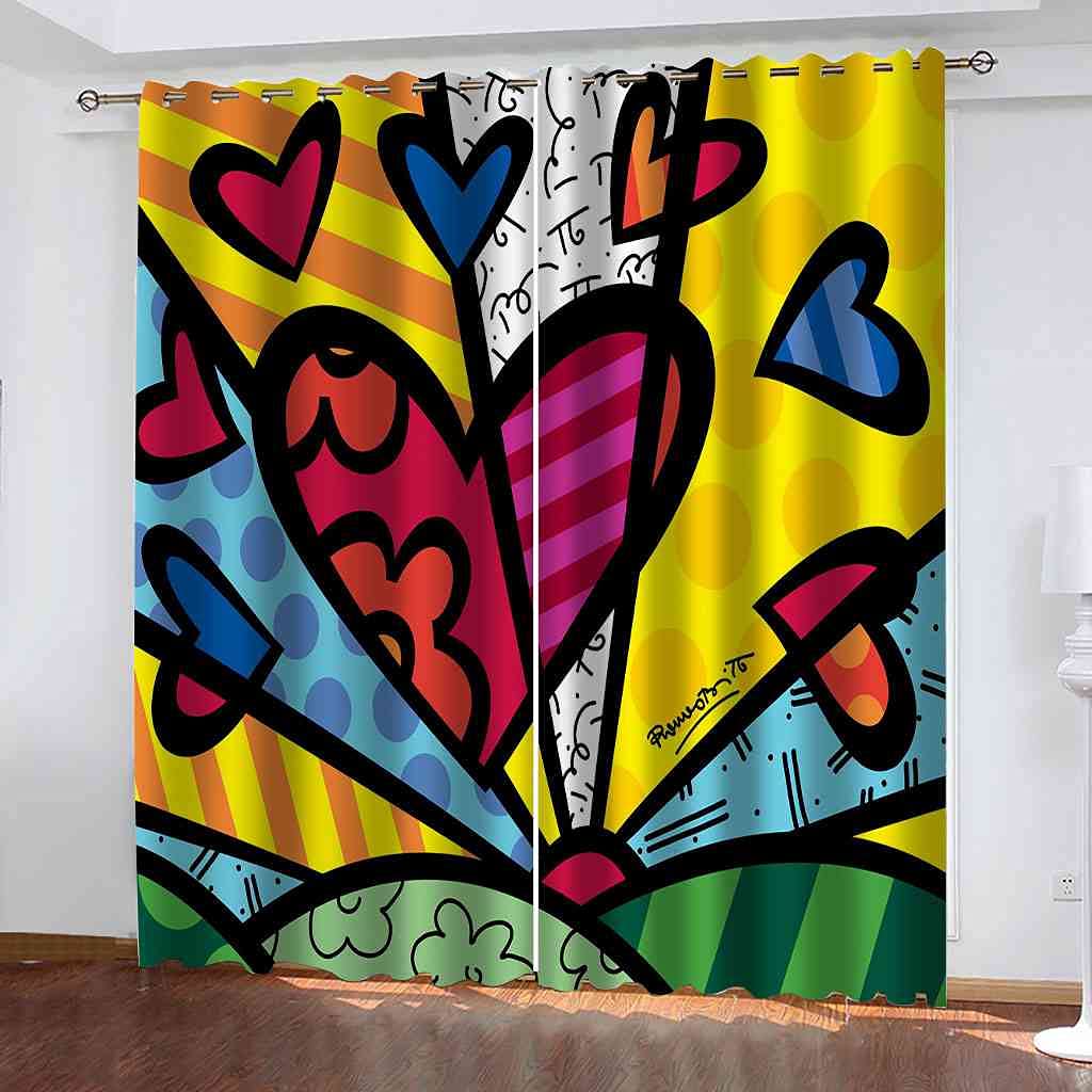 Rideaux isolants thermiques et phoniques 3D coeur abstrait pour chambre