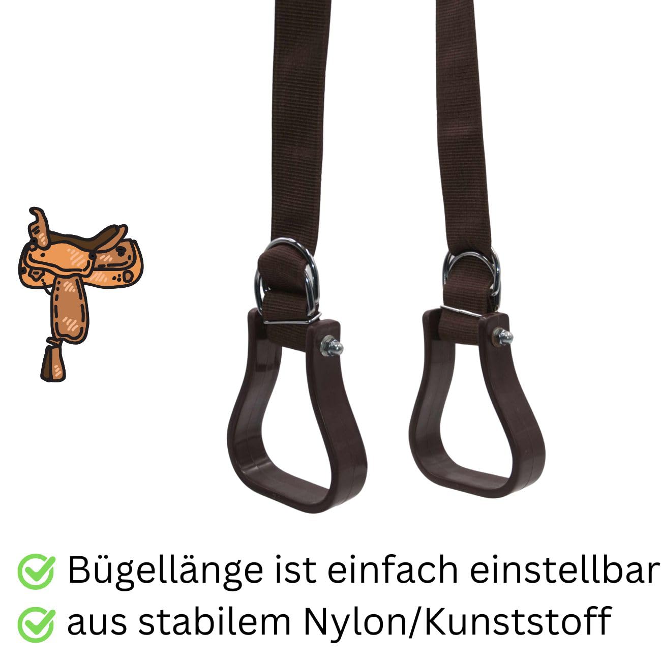Reitsport Amesbichler AMKA - Set di staffe per bambini Western per sellino western con staffa per salone in legno