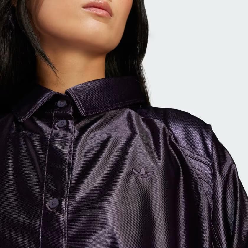 adidas Originals Women's Oversized Satin Shirt, Aurora Black, Small