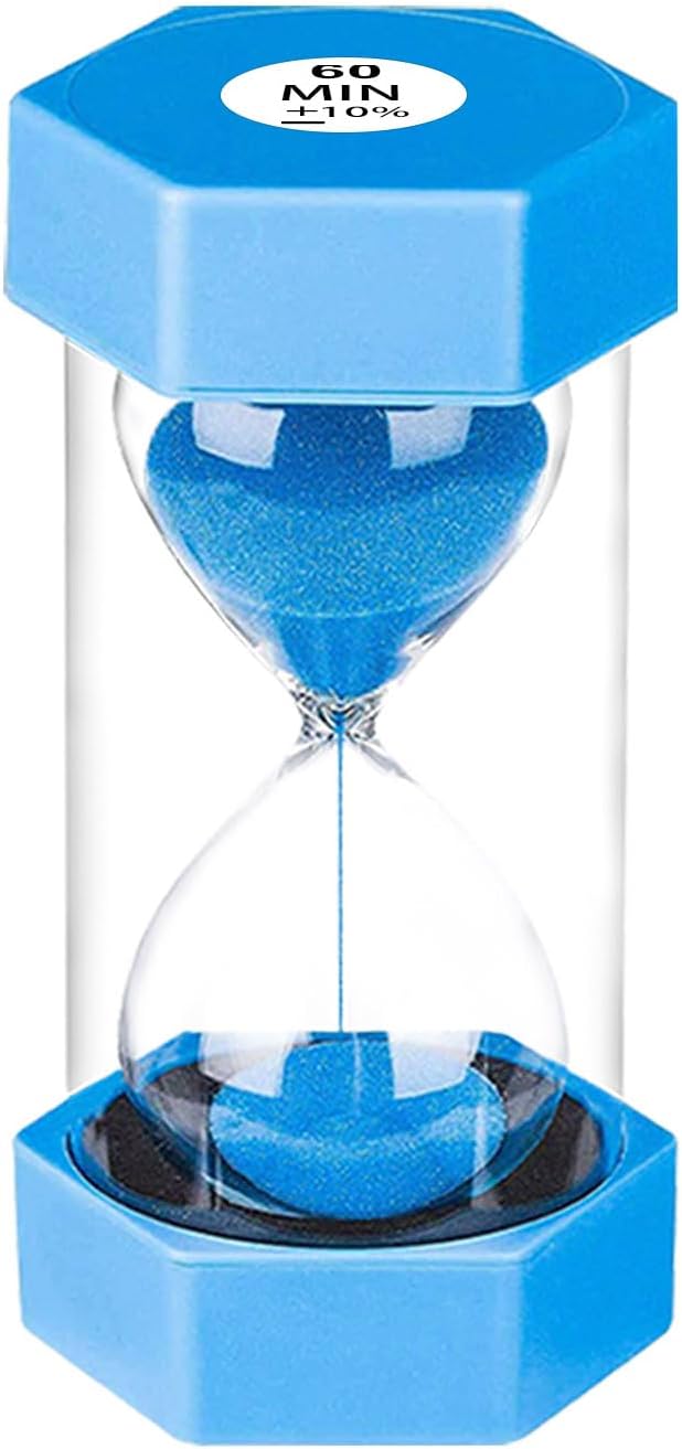 SuLiao Sand Timer 60 Minute Hourglass,Plastic Sand Clock 60 Minutes, Small Blue Sand Watch 60 Min, Hour Glass Colored Sandglass Timer for Kids, Games, Classroom, Kitchen, Decorative