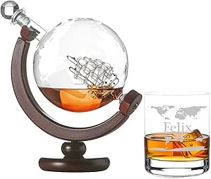 Set Regalo Whisky Personalizzato Con Incisione – Caraffa 700 Ml E Bicchiere Stölzle Lausitz – Motivo Nave Pirata