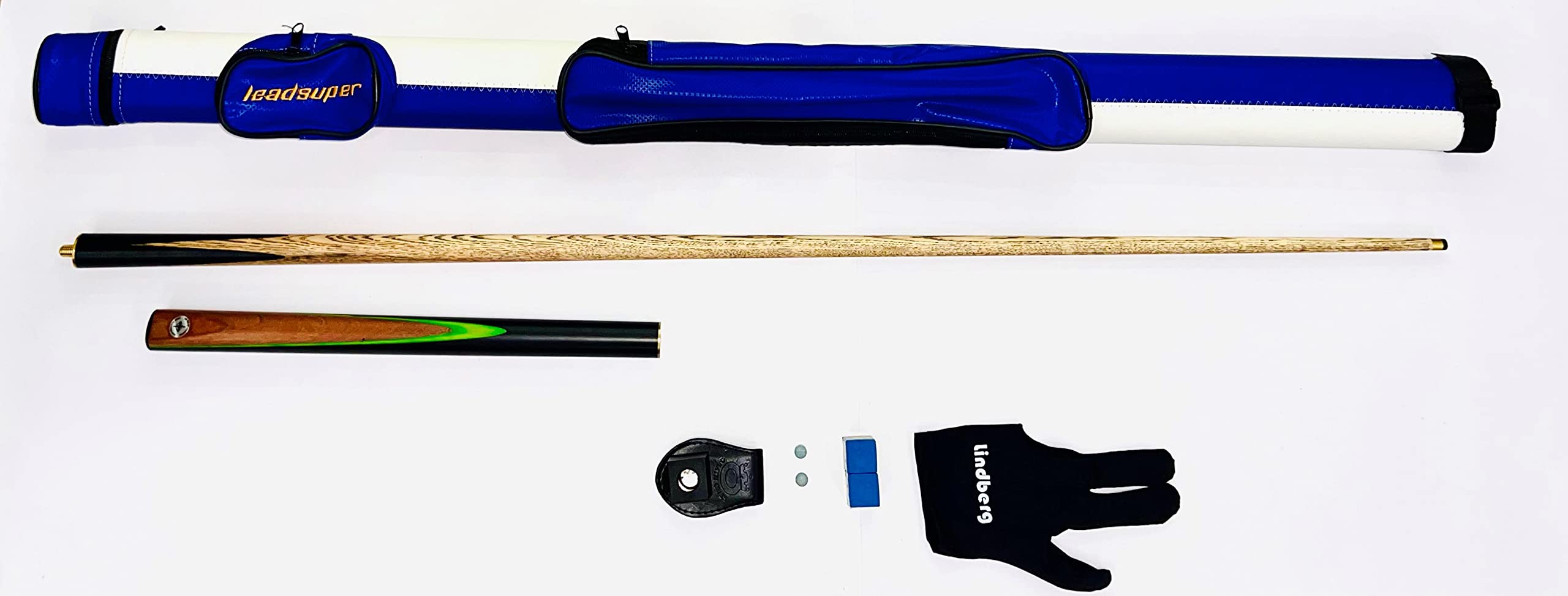 LINDBERGSPORTS Billiards Combo 3/4 CUE Stick for Snooker and Pool by LEADSUPER Professional CUE TIP Size 9 MM with Round LEADSUPER CASE,Glove,TIP, Chalk,Chalk Holder (Blue) (B09XX52P83) Amazon Price History, Amazon Price Tracker