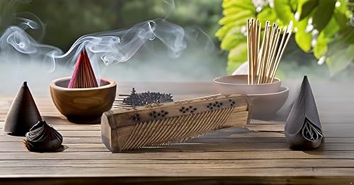 Miniatura 5 de Soporte para quemador de incienso y cono de madera, ataúd con compartimento de almacenamiento, soporte orgánico ecológico para Agarbatti, estilo