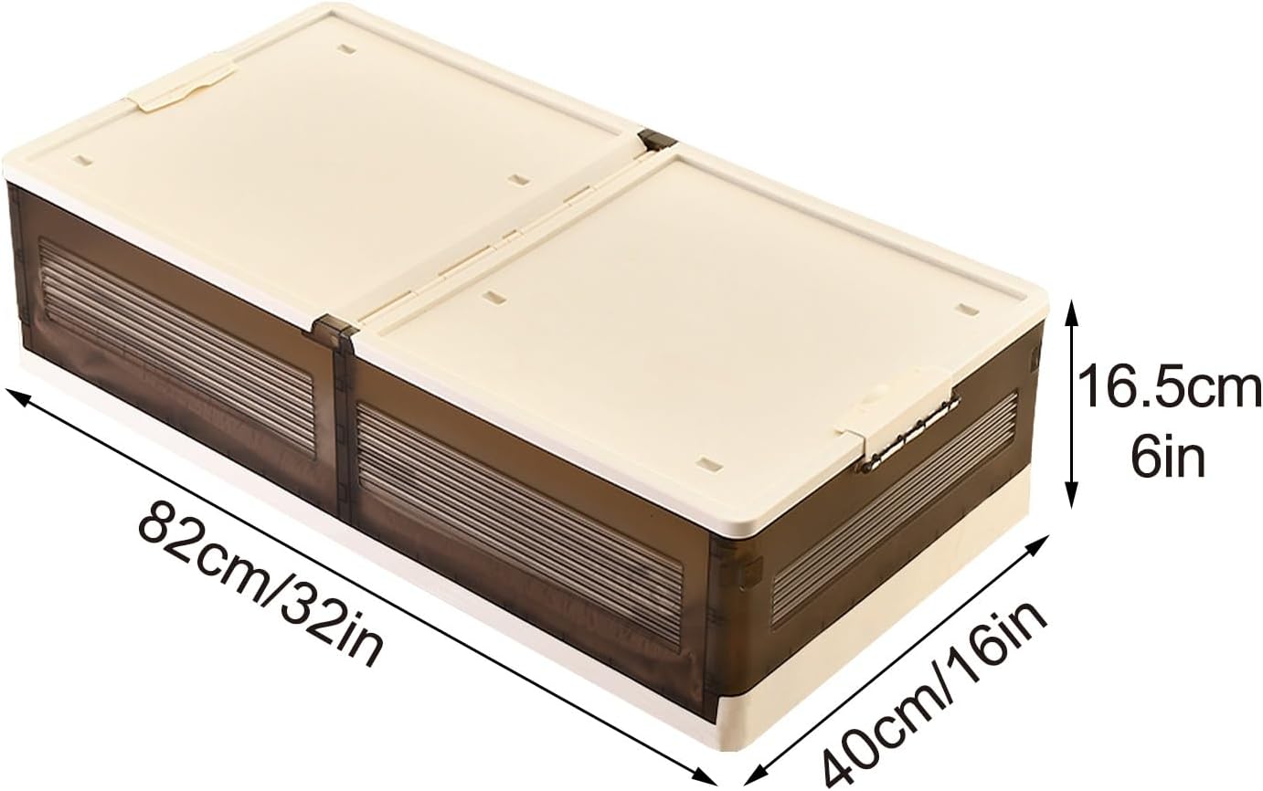 Under Bed Storage with Wheels, Double Doors, Storage Bins Under Bed, Sturdy and Durable, for Clothes, Shoe and Blankets, Sheets(Beige,82x40x16.5cm/32x16x6in)