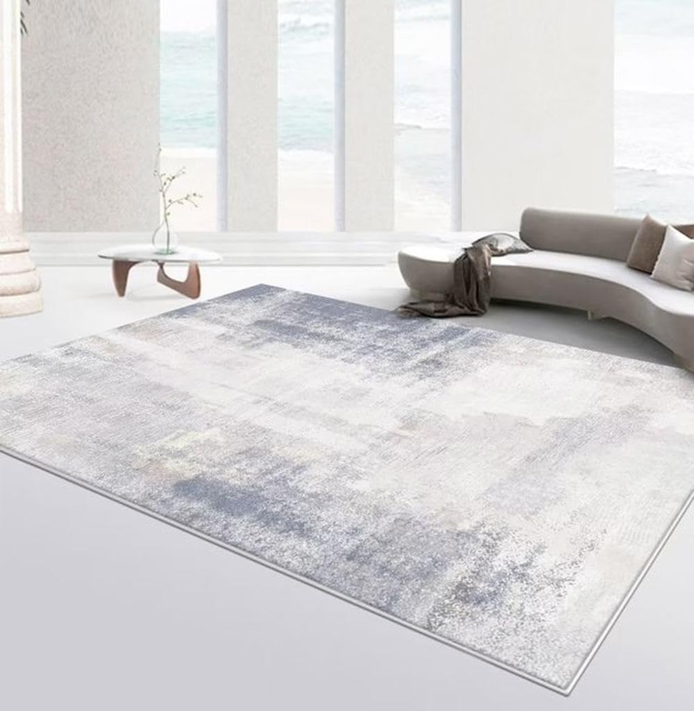 Tapis de couleur unie beige lavable et doux idéal pour le salon et la chambre