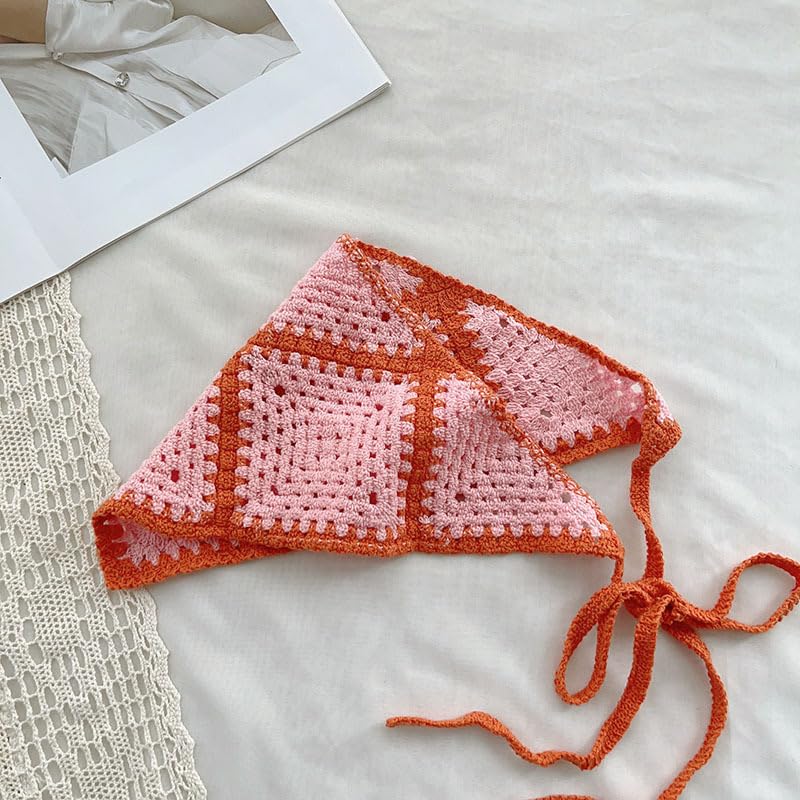 Bandana All'Uncinetto Per Donna – Fascia Per Capelli Triangolare, Floreale, Modello Fragola E Fungo - 2