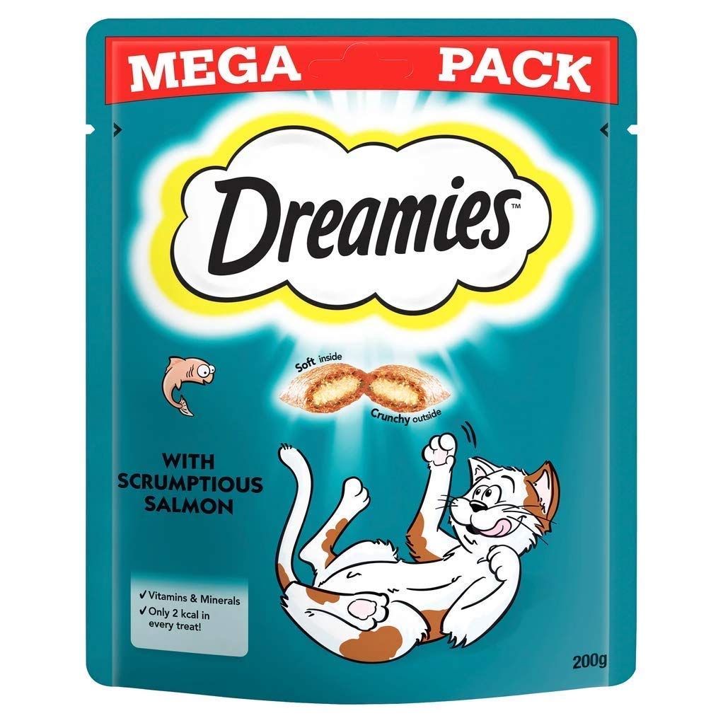 Mega Pack Cat Treats, Tasty Snacks with Delicious Salmon, 6 Pouches of 200 g