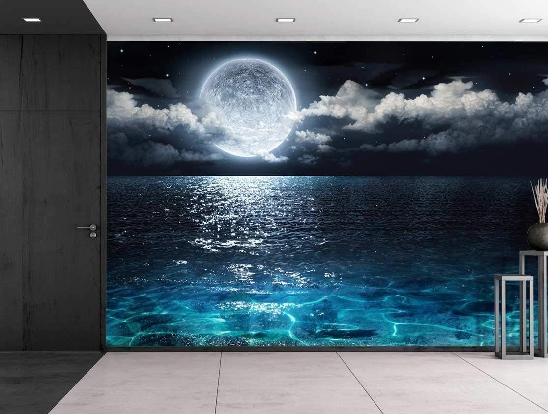 Papier peint pelable lune de nuit fresque murale adhésive salon