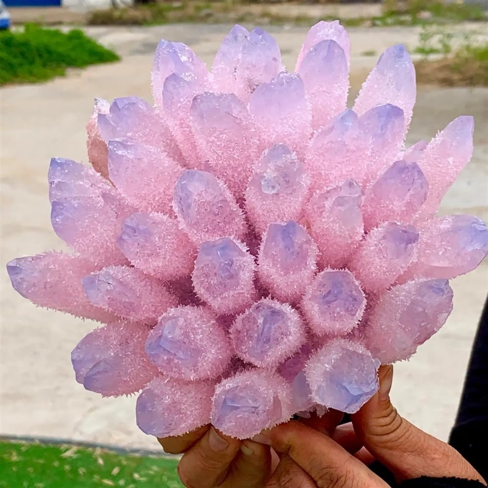 Kristallornamente Heilende rosa-blaue Phantomquarz-Kristall-Cluster-Mineralexemplare Wunderschöner Kristall