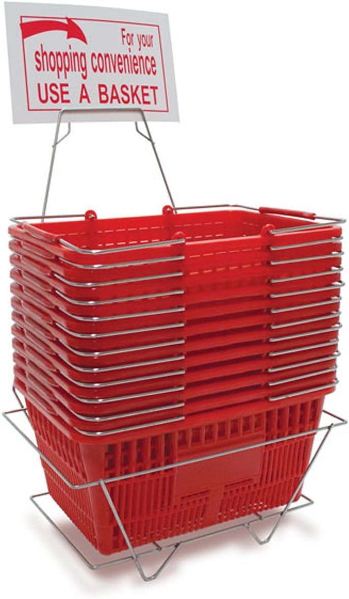 Plastic Shopping Basket Retail Grocery Store Cart Lightweight Lot of 12 Red NEW