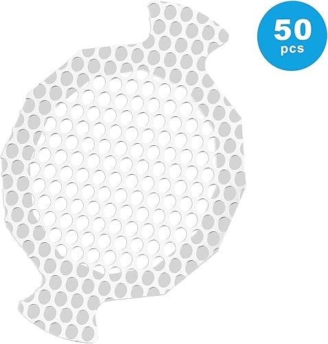 Miniatura 9 de INVIHUG, Paquete de 50 calcomanías desechables de malla para drenaje de ducha, atrapa el drenaje de pelo para ducha (blanco)