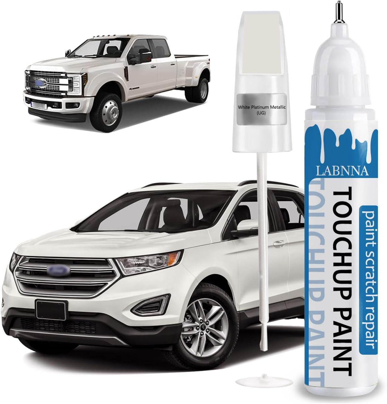 White Platinum(UG) Touch Up Paint for Ford-Exact Match 2 in 1 touchup Paint Pen for Chips and Nicks Repair Car Paint Scratch Repair Kit