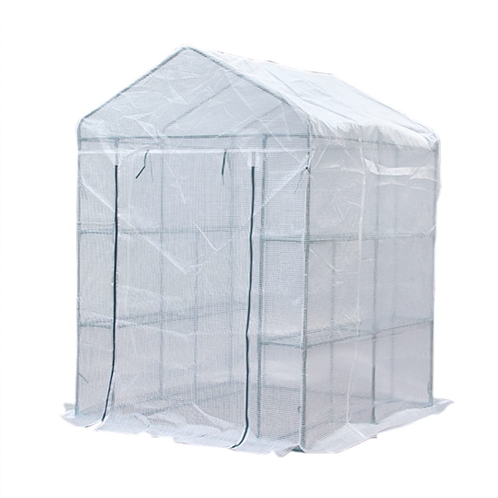 YUZES Serre pour Plantes d'intérieur et d'extérieur, étagères de Jardin Portables Robustes, avec Housse en PE Durable et Porte à Fermeture éclair Enroulable, pour terrasse/arrière-Cour/Balcon