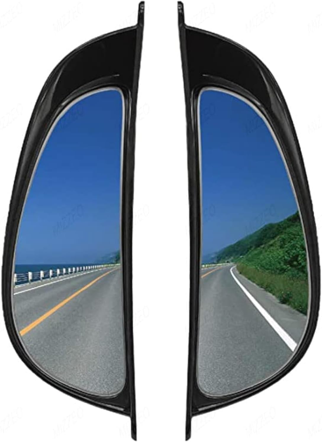 MIZZEO Car Side View Mirror Wide Angle Blind Spot Mirror/B-Pillar for Rear Seat Passengers (Pack of 2, Black) with Convex Mirror Compatible with RS5