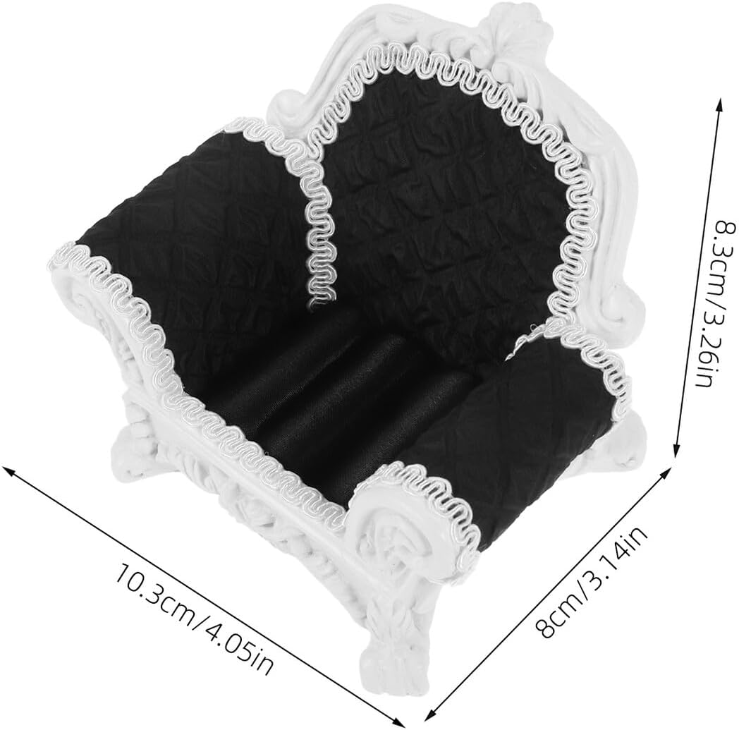 INOOMP Mini Jewelry Organizer Rack with Ring Holder and Earring Stand Black Sofa-shaped Jewelry Display for Rings and Earrings and Travel image 2