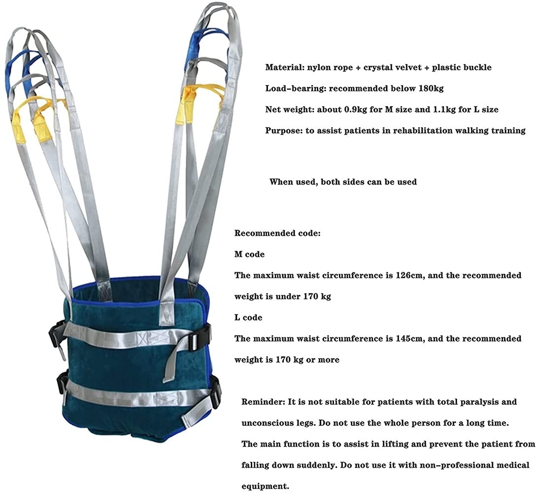 Arnés para traslados, Arnés de Elevación de Paciente de Cuerpo Completo, Cinturón para Caminar Asistido por El Paciente, para grúa de 4 Pinzas, Superacolchado, para Posicionamiento Y Elevación De La C