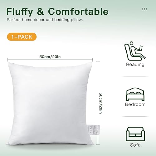Miniatura 6 de OTOSTAR Inserto de almohadas impermeables, 20 x 20 pulgadas, relleno de almohada decorativa para exteriores, suave y esponjoso, relleno de cojín