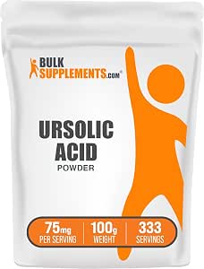 BulkSupplements.com Ursolic Acid Powder - Sourced from Rosemary Leaf Extract, Ursolic Acid Supplement - Vegan & Gluten Free, 75mg per Serving, 100g (3.5 oz) (Pack of 1)