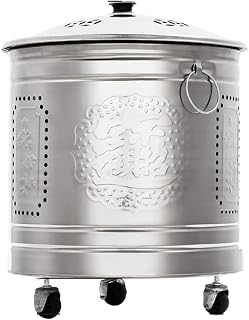 Stainless Steel Incinerator,Garden Incinerator with Wheels,Burn Barrels for Outside for Burning Trash,Fire Pit for Yard Patio and Backyard(48cm/19in, Silver)